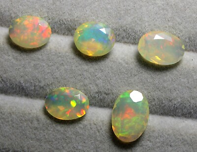 #ad Ethiopian Multi Fire Opal Natural Loose Gemstone 5pcs Faceted Stone Lot 8.25 Ct $66.40