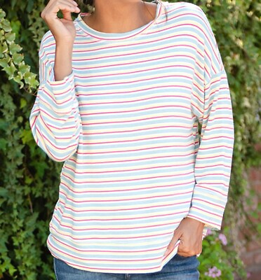 #ad FRESH PRODUCE XL XXL Natural Stripe SHORELINE Callie PULLOVER Top $69 NWT New $34.50