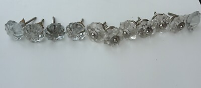 #ad Clear Glass 11 Cabinet Knobs Drawer Pulls Decorative Hardware Lot $18.97