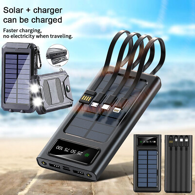 2022 Super 10000000mAh 4 USB Portable Charger Solar Power Bank For Cell Phone US $18.92