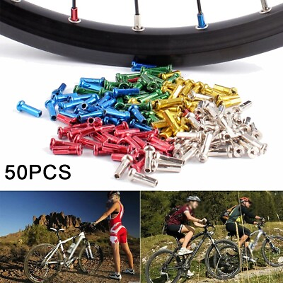 #ad 50pcs set Spokes nipples Bike Bicycle Cycling Copper 14mm 14G spoke wire $10.42