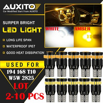 #ad LOT 2 10 PC White Amber Yellow 168 194 921 912 License Side Marker Light Bulb EA $8.54