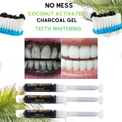#ad Coconut Activated Charcoal Teeth Whitening Gel Fluoride Free BRIGHT SMILE $14.99