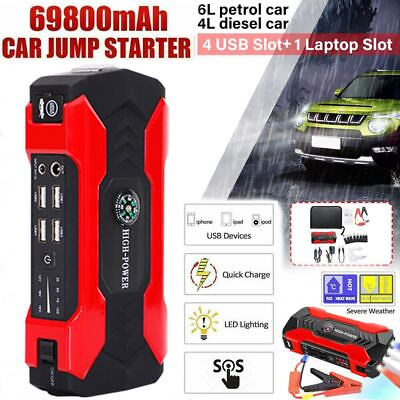 69800mAh 12V Car Jump Starter Portable USB Power Bank Battery Booster Clamp 600A $45.97