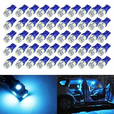 #ad 50x T10 5SMD 194 2825 168 LED Ice Blue Wedge Interior Light Dome Map Trunk Bulbs $11.98