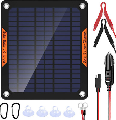 #ad Waterproof Solar Battery Maintainer Car RV Charger 12 Volt Tender Trickle 5W New $38.99