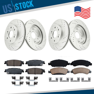 #ad Front Rear Drilled Rotors Brake Pads for Chevrolet GMC Silverado Sierra 1500 $246.80