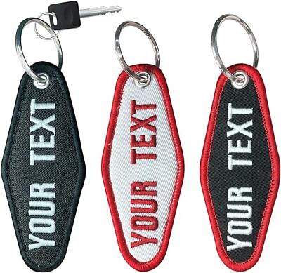 #ad Personalised Keychain Embroidered Name Number key Tag Car ATV Motorcycle Keyring $8.28