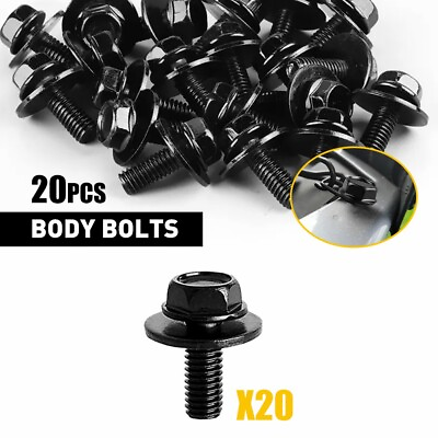 #ad New Body Bolts Screws Fastener Fender M6 1.0x 16mm Long 10mm Hex 17mm Washer $12.49