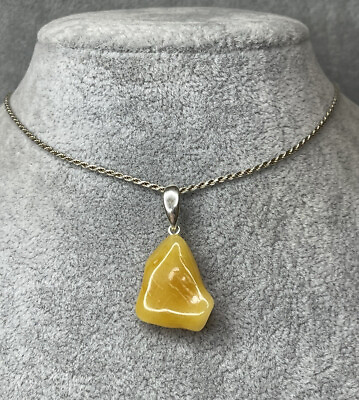 #ad NATURAL BALTIC AMBER Stone Jewellery.YELLOW Amber PENDANT with Sterling Silver. $11.50