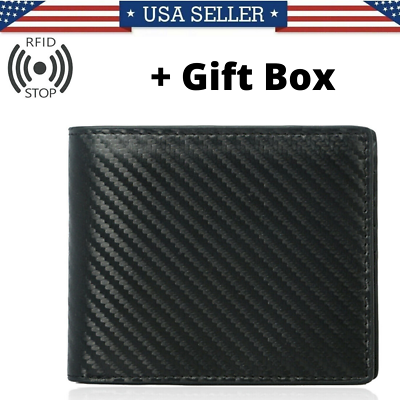 #ad RFID Blocking Men#x27;s Carbon Fiber Leather Bifold Credit Card ID Holder Wallet US $10.99