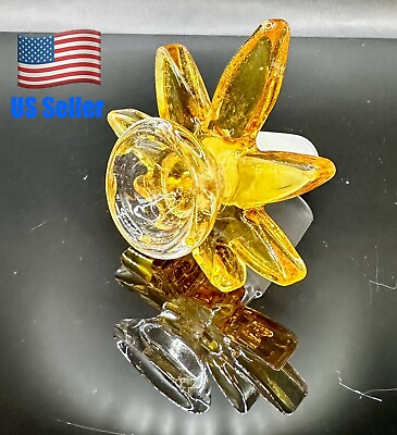 #ad 14mm Amber Yellow Male Heady Hemp Leaf Bowl Thick Glass High Quality $17.75