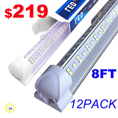 #ad 12Pack Led Tube Light 144W 8FT LED Shop Light Fixture 6500K 8 Feet LED Bulbs LED $219.00
