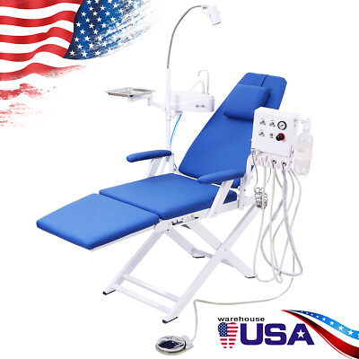 #ad Portable Dental Folding ChairTurbine UnitLED LightWeak Suction Pedal 4 Hole $579.59