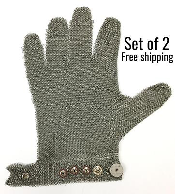 #ad US Mesh USM 1107 Stainless Steel Metal Mesh Work Glove Size Small Set of 2 $29.50