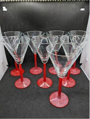 Wine Glass Set of Set of 8 Clear Goblet Red Stem Multi Purpose $15.99