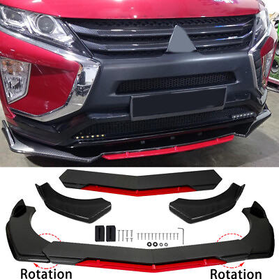#ad For Mitsubishi Eclipse Cross Front Bumper Lip Spoiler Splitter Carbon Black Red $89.01