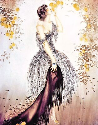 #ad Lady with Black Shawl by Louis Icart art painting print $9.99