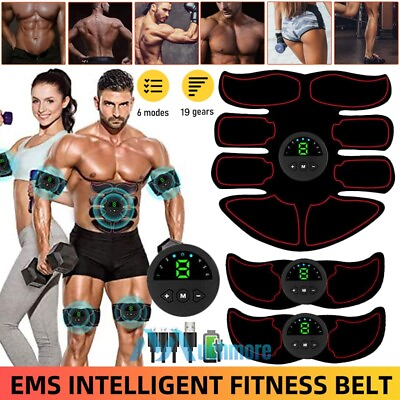 #ad EMS Abdominal Muscle Toning Trainer ABS Toning Belt Simulation Fat Burner w LCD $22.93