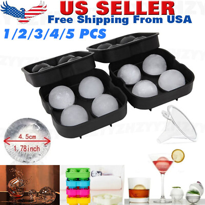 #ad Large Round Silicone Ice Cube Ball Maker Tray Sphere Molds Bar Whiskey Cocktails $5.99