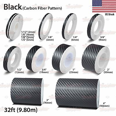 #ad #ad CARBON FIBER BLACK Roll Pinstriping Pin Stripe Car Motorcycle Tape Decal Sticker $9.95