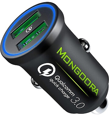 #ad Mongoora Car Charger Adapter Metal Portable 3.0 Car Chargers with Dual USB $9.99