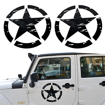 #ad 2x Army Star Decal Sticker for Jeep Wrangler RUBICON on Doors Upgrade Kit Stage $13.69