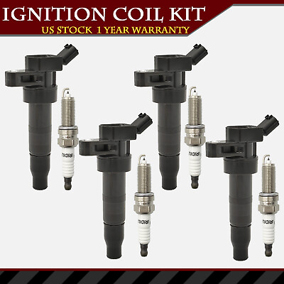 #ad 4PCS Ignition Coil amp; 4PCS Spark Plug for Kia Optima Hyundai Sonata UF611 $55.90