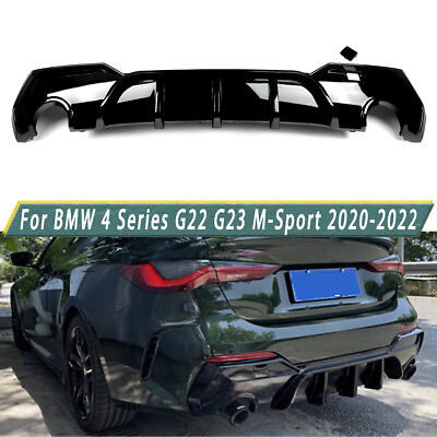 #ad For BMW 4 Series G22 G23 M Sport 2020 2022 Rear Bumper Diffuser Lip Gloss Black $165.99