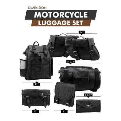 #ad Motorcycle Bags Luggage Set 9 Pieces All Genuine Leather Fits Any US Bike $170.70