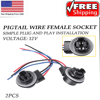 #ad 3157 Bulb Socket Brake Front Turn Signal Light Harness Wire Plug Connector 2PCS $10.49
