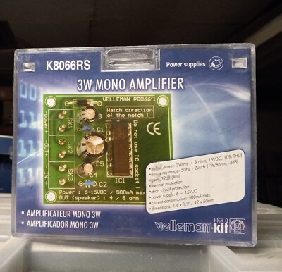 #ad K8066RS Velleman Kit Universal Mono 3W Amplifier DIY Circuit Electronic Project $14.80