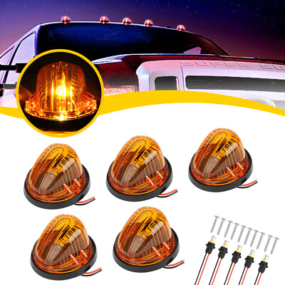#ad 5x For 1973 1987 Chevy GMC Pickup Trucks Roof Top Cab Lights Amber Marker Lights $24.98