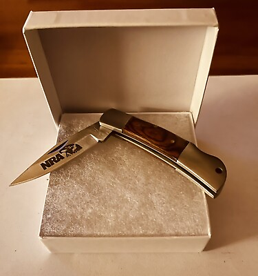 #ad #ad NRA EAGLE Folding Pocket Knife 440 Stainless Beautiful Rosewood Handle $49.99