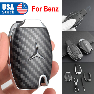 #ad Carbon Fiber Smart Car Key Case Cover For Mercedes Benz Fob Holder Accessories $12.98