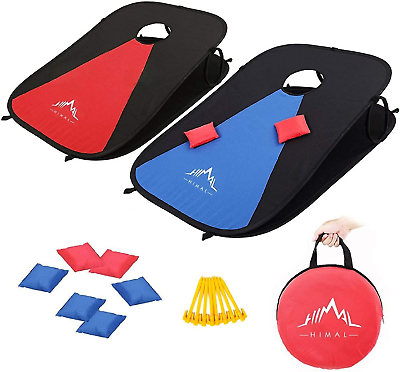 #ad Collapsible Portable Bean Bag Toss Game Set with 2 Corn Hole Boards 8 Bean Bags $47.99