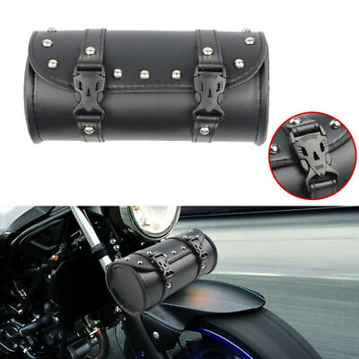 #ad Universal Motorcycle Tool Bag PU Leather Front Fork SaddleBag Storage Pouch $11.20
