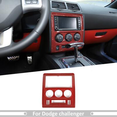 #ad Red Fiber Center Dashboard GPS Navigation Cover Bezel For Dodge Challenger 09 14 $32.99