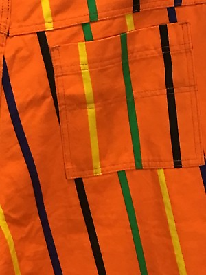 #ad Vintage C’est Toi Orange Multi Colour Striped Jean Shorts XL Cotton Made In USA C $59.99