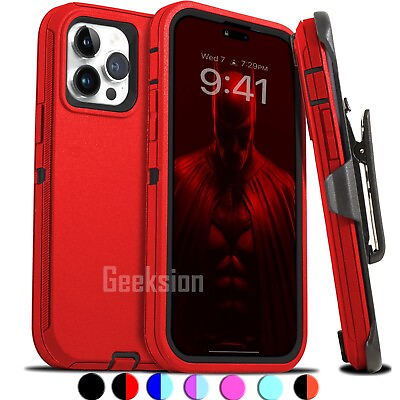 For iPhone 15 14 13 12 11 Plus Pro Max Shockproof Rugged Heavy Duty Case Clip $12.49