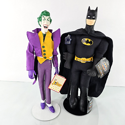 #ad 1989 DC Comics BATMAN amp; THE JOKER 15quot; Figure Set Plush Doll Figure w Stands NEW $49.88