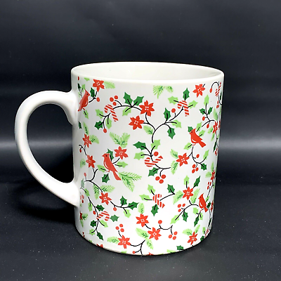 #ad #ad CHRISTMAS HOLLY MUG COFFEE TEA Ceramic Cup Cardinal Candy Cane Winter Watercolor $9.99