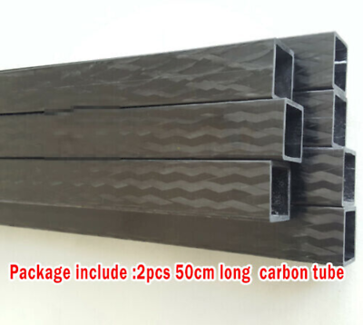 #ad 2pcs 50cm Carbon Fiber Square Tube Double sided weaving High strength $58.42