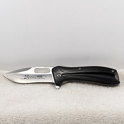#ad 25 Years Friends Of NRA Pocket Knife Black NEW Comes w Original Box $24.95