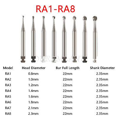 #ad Dental Carbide Burs Round Tungsten Steel For Low Speed Handpiece RA1 RA8 $6.90