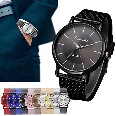 #ad Men#x27;s Quartz Steel Stainless And Number Women Wrist Watches Watch Ladies#x27; Alloy $5.36