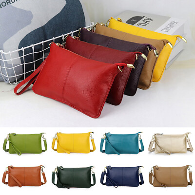 #ad Womens Genuine Leather Clutch Messenger Handbag Crossbody Shoulder Bag Purse $16.85
