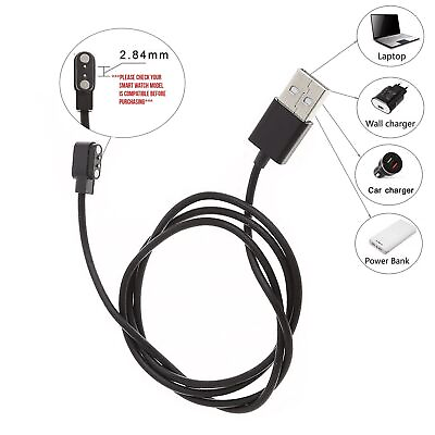 #ad 2.84mm Magnetic Charger Charging Cable 2Pin Distance For Smart Plug Watch 80cm $5.89