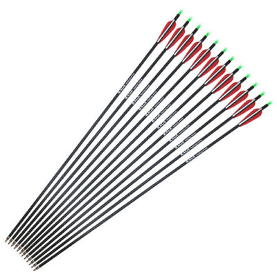 12PCS 28quot; Carbon Arrows 2.95quot; Vane Spine 500 Compound Recurve Bows Rage Hunting $28.49