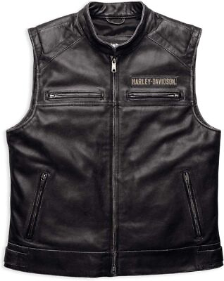 #ad Harley Davidson Cafe Racers Handmade Cowhide Black Leather Vest for Men $75.00
